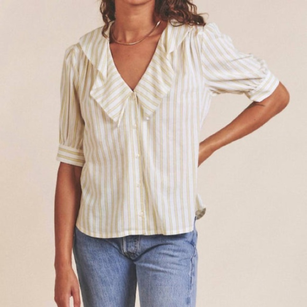 Trovata Faye Blouse yellow and blue stripe
